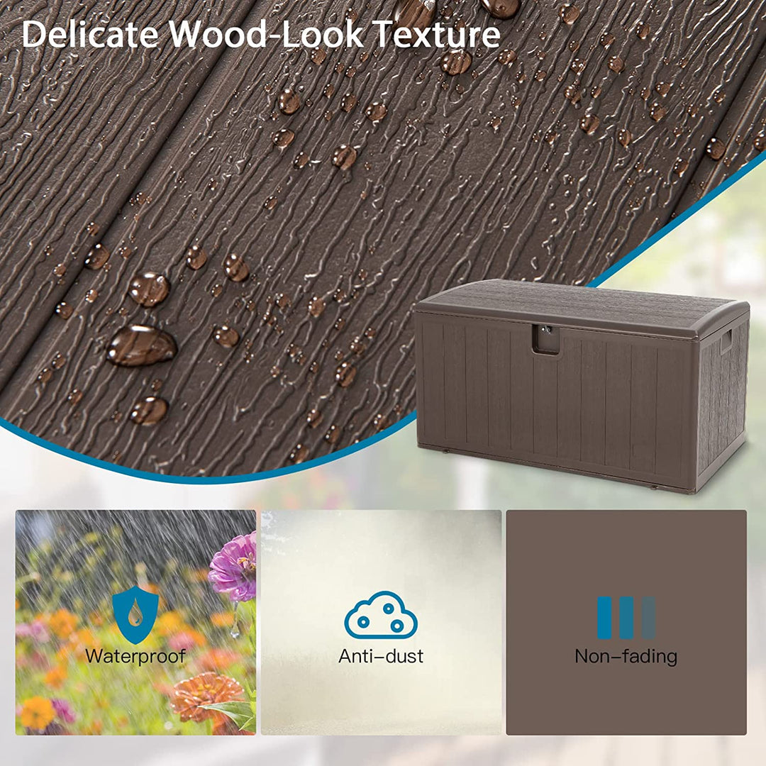105 Gallon Outdoor Storage Deck Box Weather Resistant Storage Container with Lockable Cover