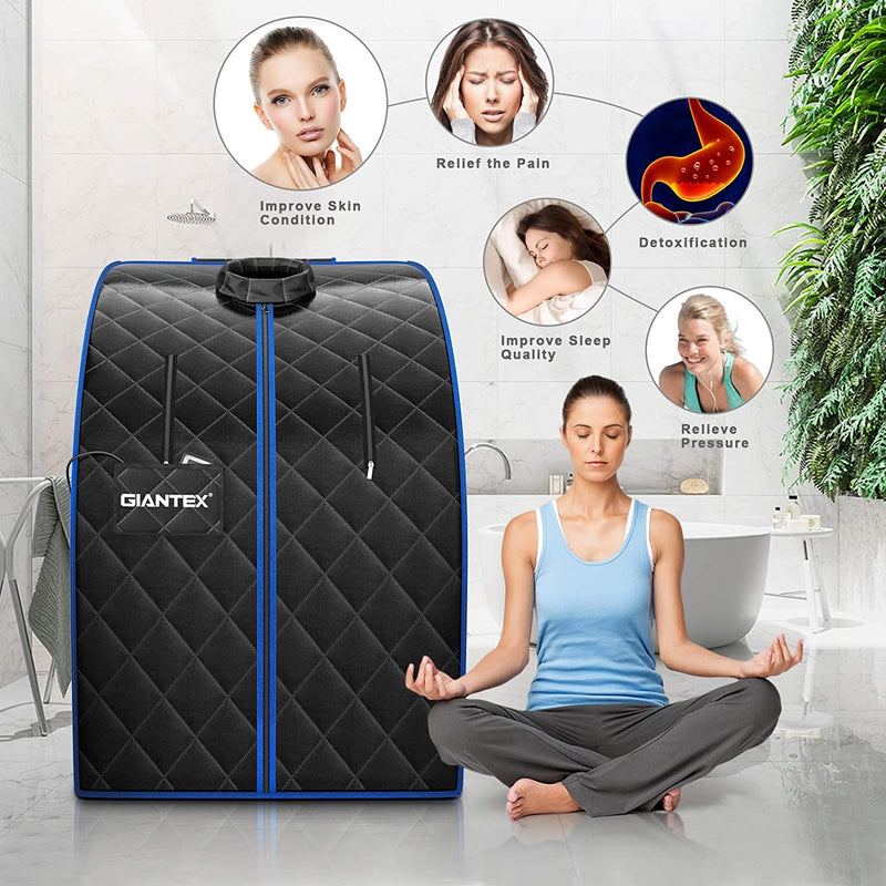Portable Sauna Personal Far Infrared Home Spa with Remote Control and Foot Roller for Detox Relaxation