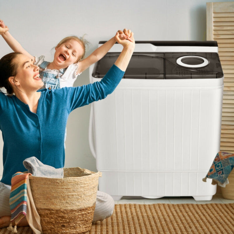 26lbs Compact Twin Tub Portable Washing Machine, Mini Washer with Spin  Dryer