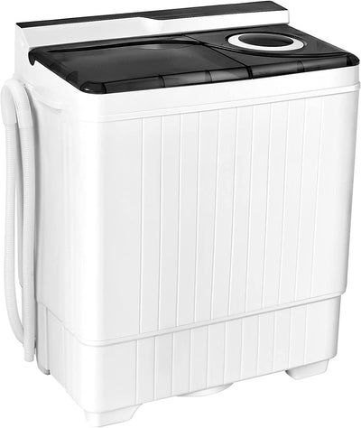 Portable Semi-automatic Twin Tub Washing Machine 26lbs Compact Laundry Washer with Spin Dryer and Built-in Drain Pump for Dorm RV