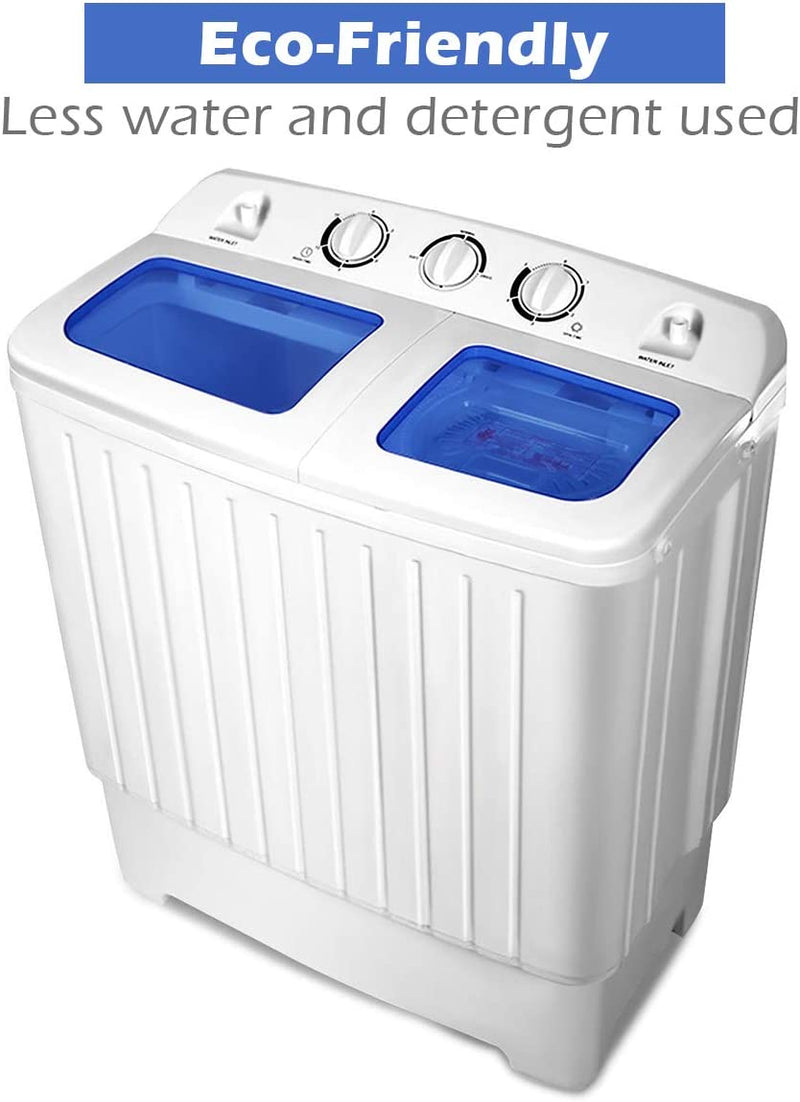 Portable Twin Tub Mini Washing Machine 17.6lbs Compact Washer Spinner Dryer