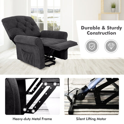 Power Lift Chair Electric Recliner Sofa with Adjustable Backrest Footrest and Side Pocket for Elderly