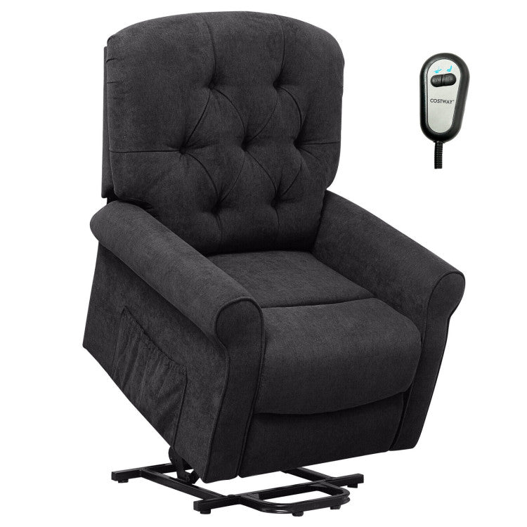 Power Lift Chair Electric Recliner Sofa with Adjustable Backrest Footrest and Side Pocket for Elderly