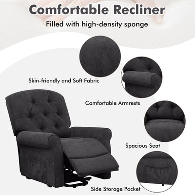 Power Lift Chair Electric Recliner Sofa with Adjustable Backrest Footrest and Side Pocket for Elderly