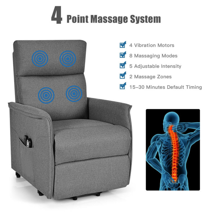 Power Lift Massage Recliner Chair Soft Warm Fabric Sofa Lounge Chair Home Theater Seating with Remote Control and Heavy Padded Cushion for Elderly