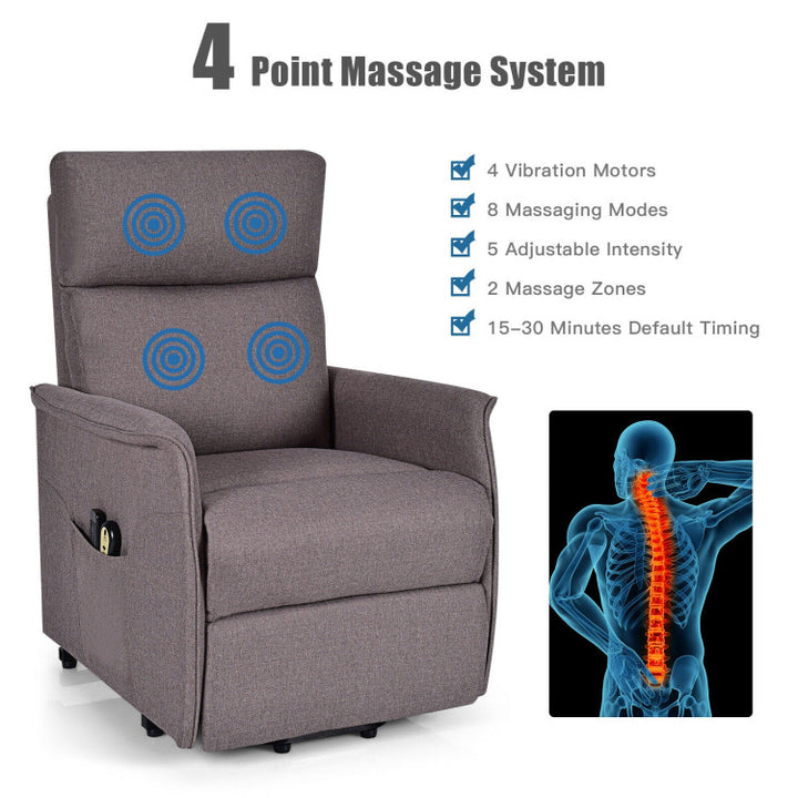 Power Lift Massage Recliner Chair Soft Warm Fabric Sofa Lounge Chair Home Theater Seating with Remote Control and Heavy Padded Cushion for Elderly
