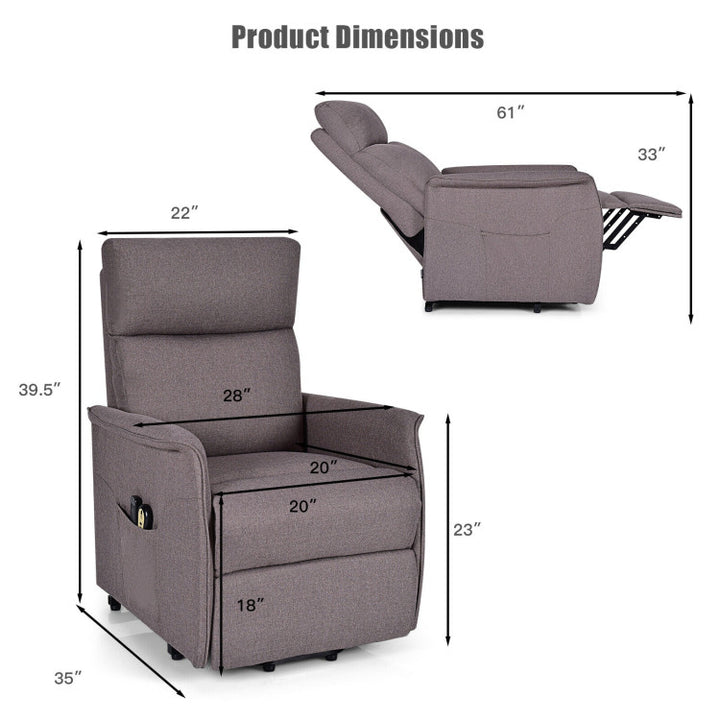 Power Lift Massage Recliner Chair Soft Warm Fabric Sofa Lounge Chair Home Theater Seating with Remote Control and Heavy Padded Cushion for Elderly