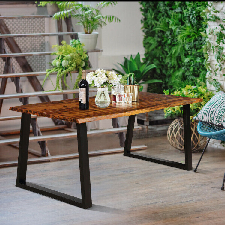 Rectangular Acacia Wood Patio Dining Table Rustic Large Chic Table