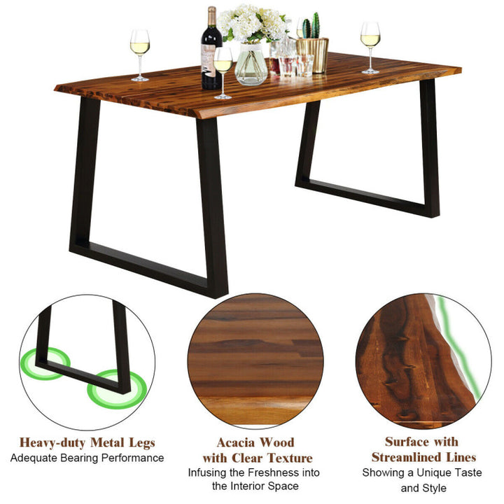 Rectangular Acacia Wood Patio Dining Table Rustic Large Chic Table