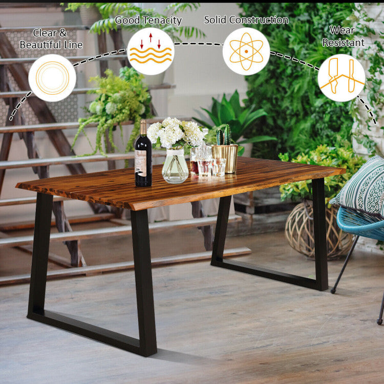 Rectangular Acacia Wood Patio Dining Table Rustic Large Chic Table