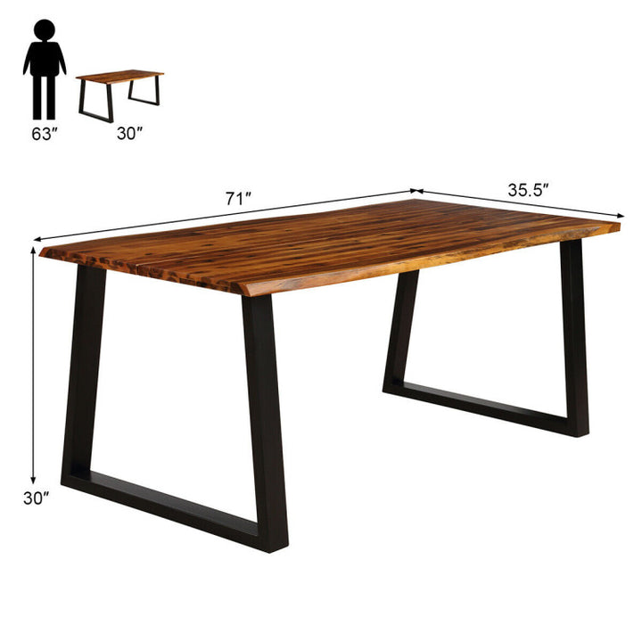 Rectangular Acacia Wood Patio Dining Table Rustic Large Chic Table