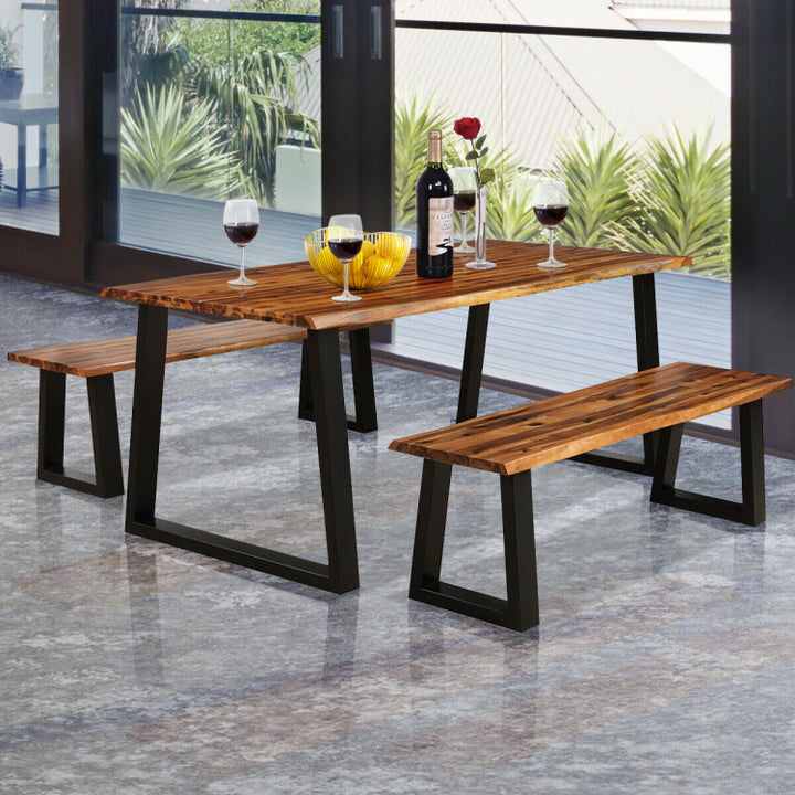 Rectangular Acacia Wood Patio Dining Table Rustic Large Chic Table