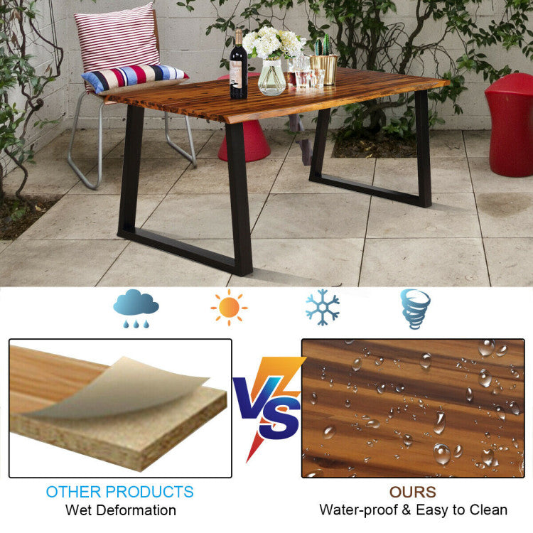Rectangular Acacia Wood Patio Dining Table Rustic Large Chic Table