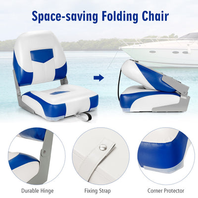 Set Of 2 High Back Folding Boat Seat Fishing Chair with Fully Filled Foam