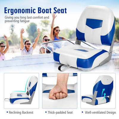Set Of 2 High Back Folding Boat Seat Fishing Chair with Fully Filled Foam