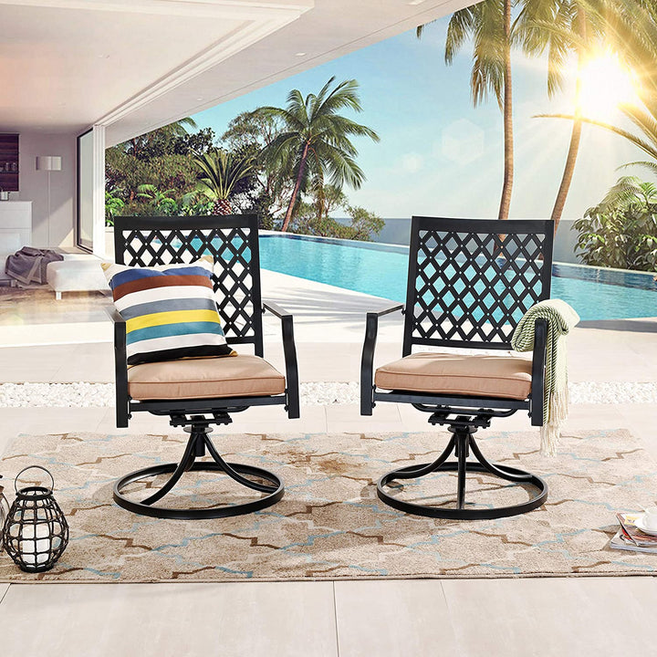 Set of 2 Patio Dining Chairs Outdoor 360° Swivel Rocker Chair Bistro Set with Cushion and Armrest