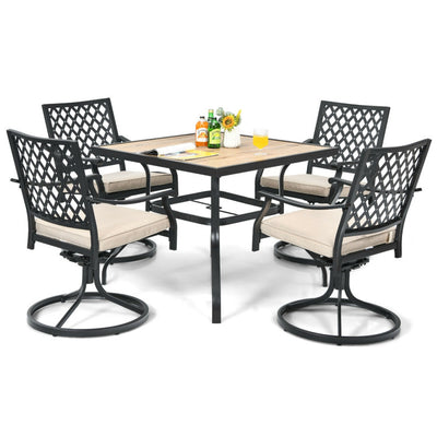 Set of 2 Patio Dining Chairs Outdoor 360° Swivel Rocker Chair Bistro Set with Cushion and Armrest