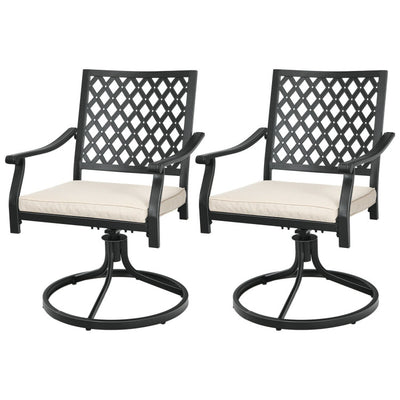 Set of 2 Patio Dining Chairs Outdoor 360° Swivel Rocker Chair Bistro Set with Cushion and Armrest