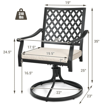 Set of 2 Patio Dining Chairs Outdoor 360° Swivel Rocker Chair Bistro Set with Cushion and Armrest