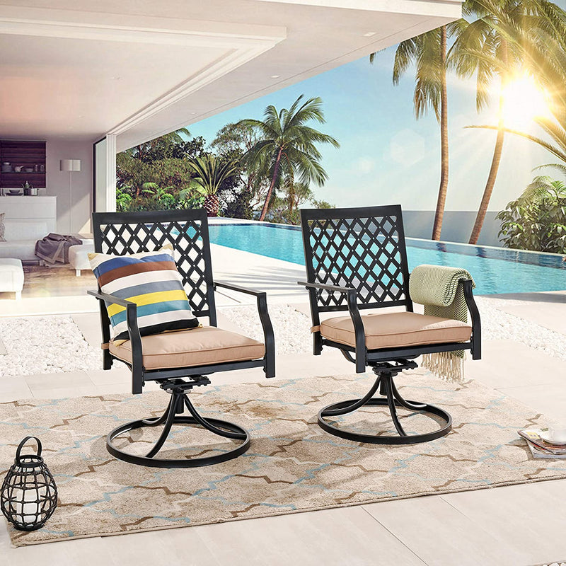 Set of 2 Patio Dining Chairs Outdoor 360° Swivel Rocker Chair Bistro Set with Cushion and Armrest