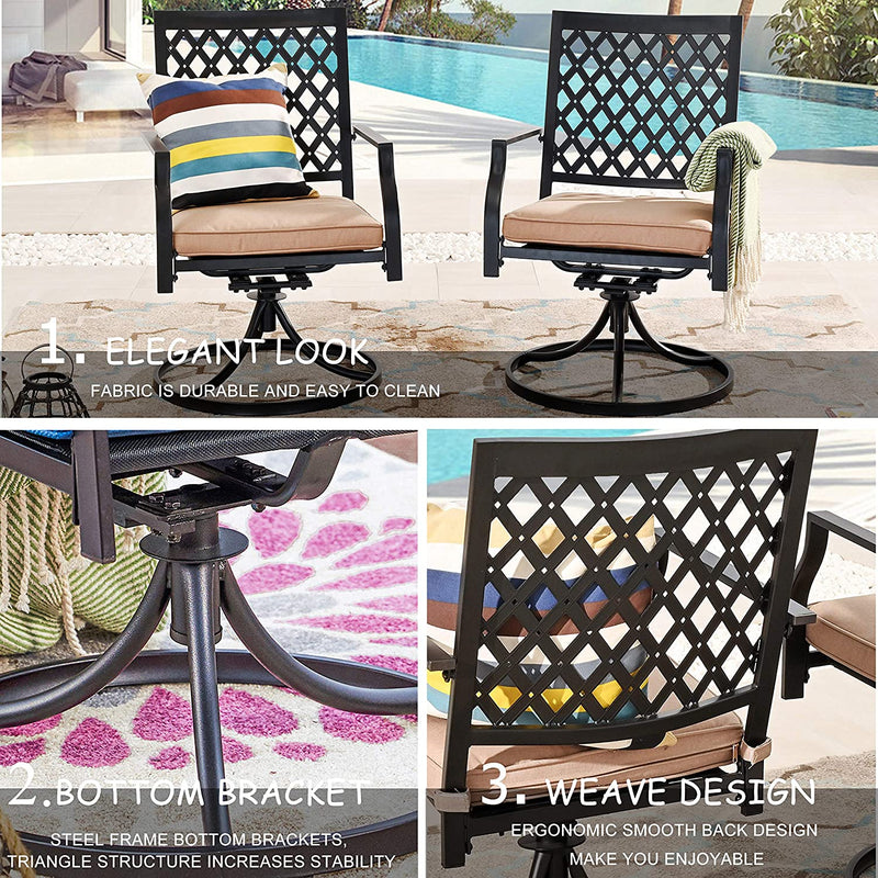 Set of 2 Patio Dining Chairs Outdoor 360° Swivel Rocker Chair Bistro Set with Cushion and Armrest