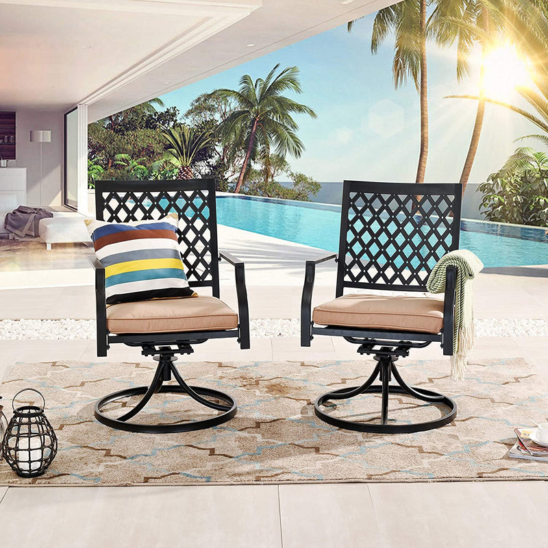 Set of 2 Patio Dining Chairs Outdoor 360° Swivel Rocker Chair Bistro Set with Cushion and Armrest