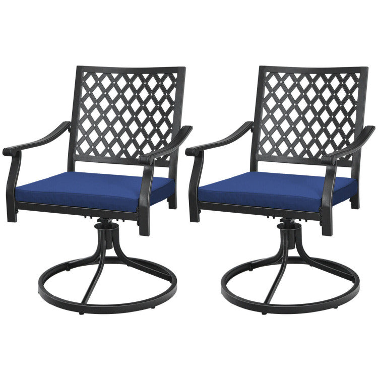 Set of 2 Patio Dining Chairs Outdoor 360° Swivel Rocker Chair Bistro Set with Cushion and Armrest