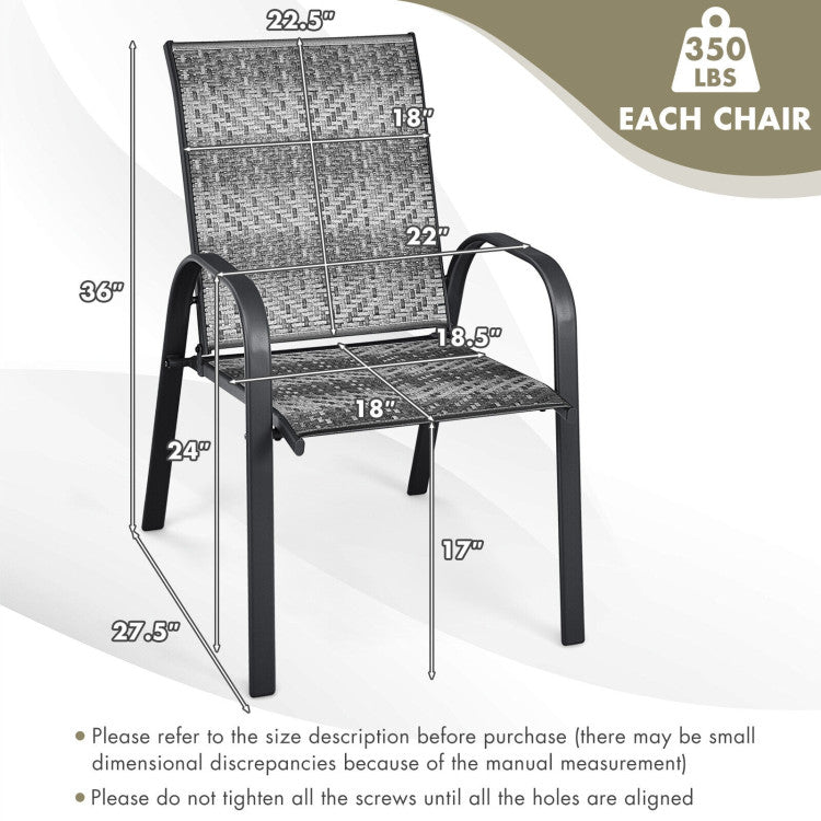 Set of 6 Outdoor Rattan Dining Chairs Patio PE Wicker Stackable Chairs with Sturdy Steel Frame