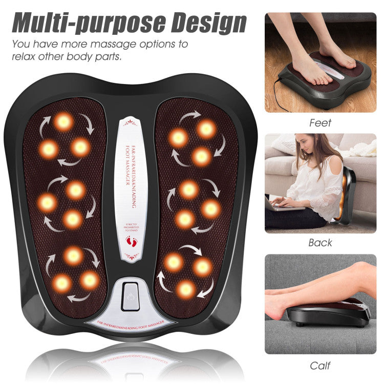 Shiatsu Electric Foot and Calf Massager 18 Deep-Kneading Feet Stress Reliever with Heat for Muscle Pain Relief