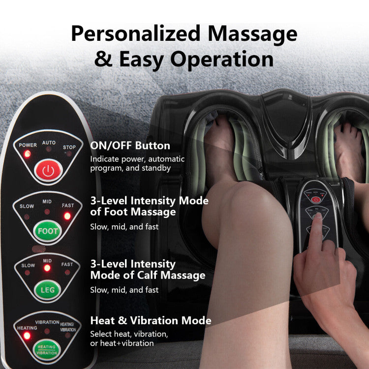 Shiatsu Electric Foot and Calf Massager with Heat Vibration Deep Kneading