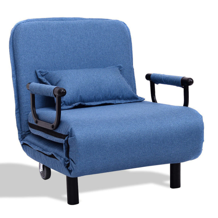 Single Person Recliner Folding Chaise Lounge Couch Convertible Sofa Bed Sleeper Chair with Adjustable Backrest