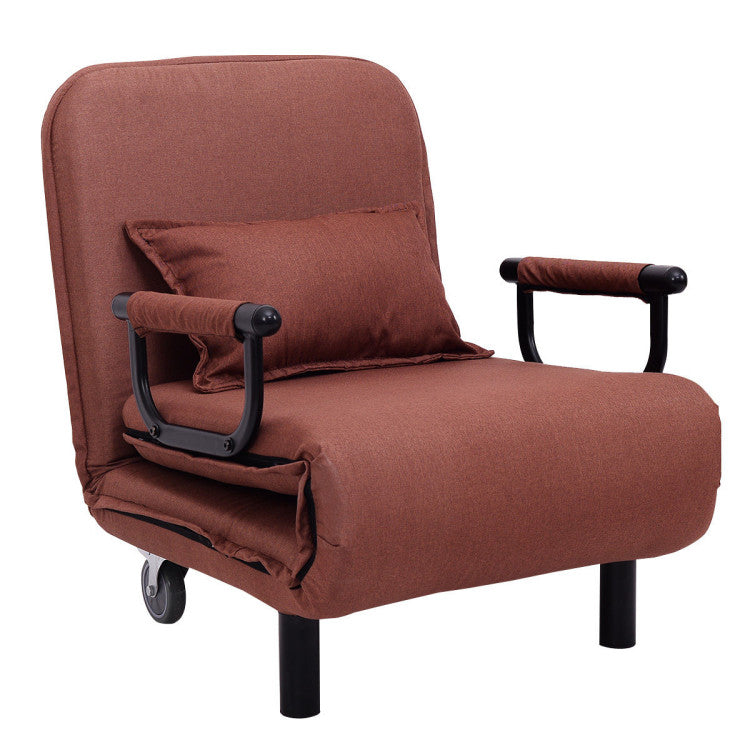 Single Person Recliner Folding Chaise Lounge Couch Convertible Sofa Bed Sleeper Chair with Adjustable Backrest