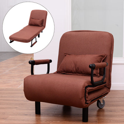 Single Person Recliner Folding Chaise Lounge Couch Convertible Sofa Bed Sleeper Chair with Adjustable Backrest