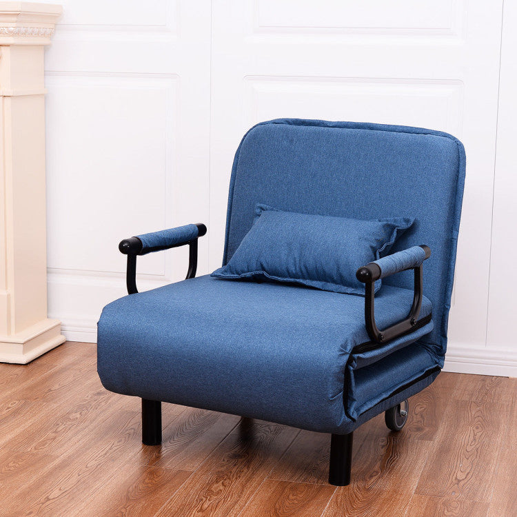 Single Person Recliner Folding Chaise Lounge Couch Convertible Sofa Bed Sleeper Chair with Adjustable Backrest