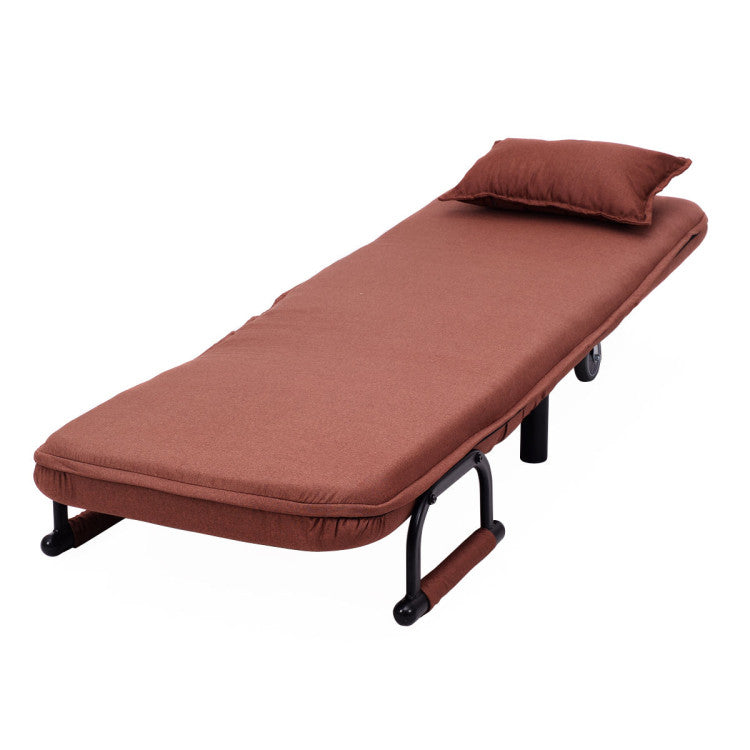 Single Person Recliner Folding Chaise Lounge Couch Convertible Sofa Bed Sleeper Chair with Adjustable Backrest