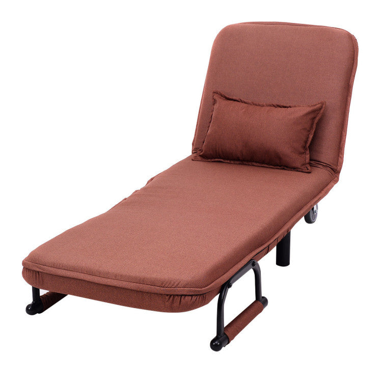 Single Person Recliner Folding Chaise Lounge Couch Convertible Sofa Bed Sleeper Chair with Adjustable Backrest