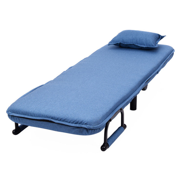 Single Person Recliner Folding Chaise Lounge Couch Convertible Sofa Bed Sleeper Chair with Adjustable Backrest