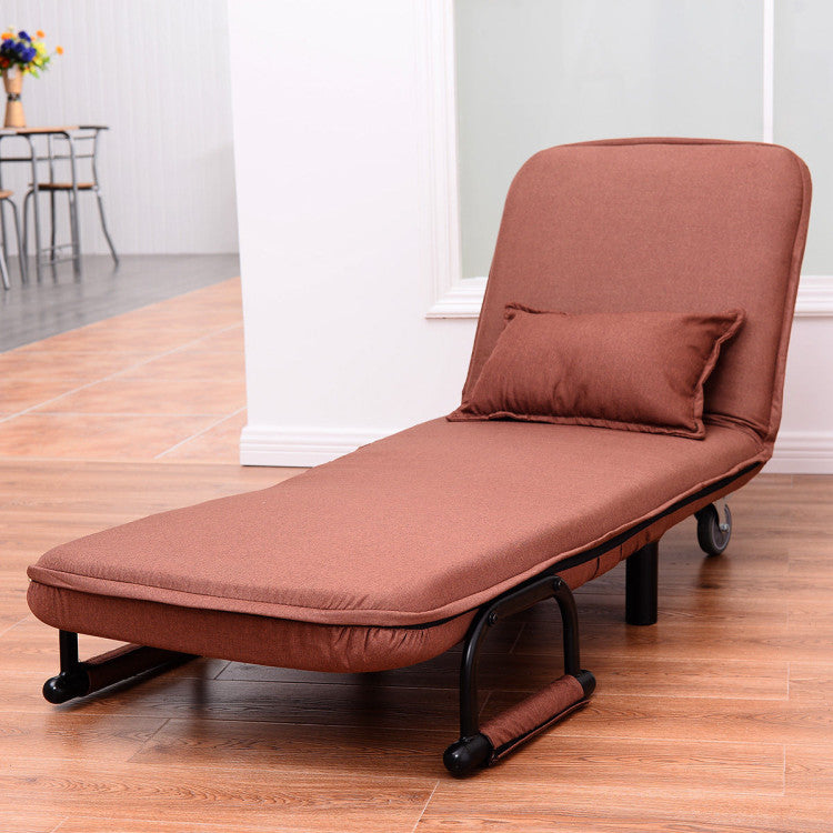 Single Person Recliner Folding Chaise Lounge Couch Convertible Sofa Bed Sleeper Chair with Adjustable Backrest