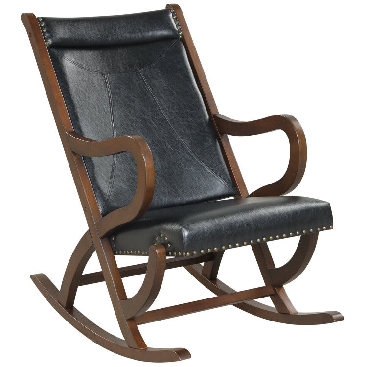 Single Rocking Chair Modern PU Leather Rocker with PU Cushion