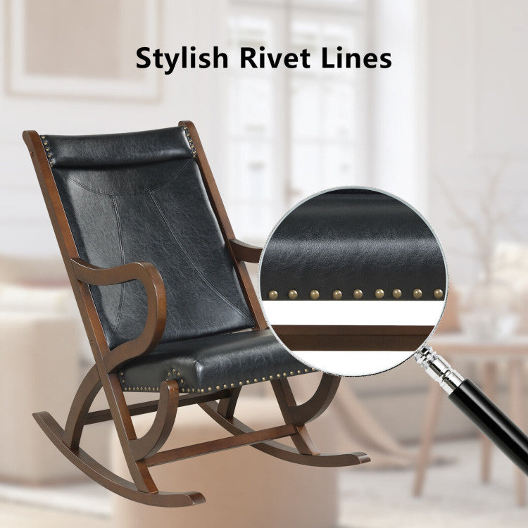 Single Rocking Chair Modern PU Leather Rocker with PU Cushion