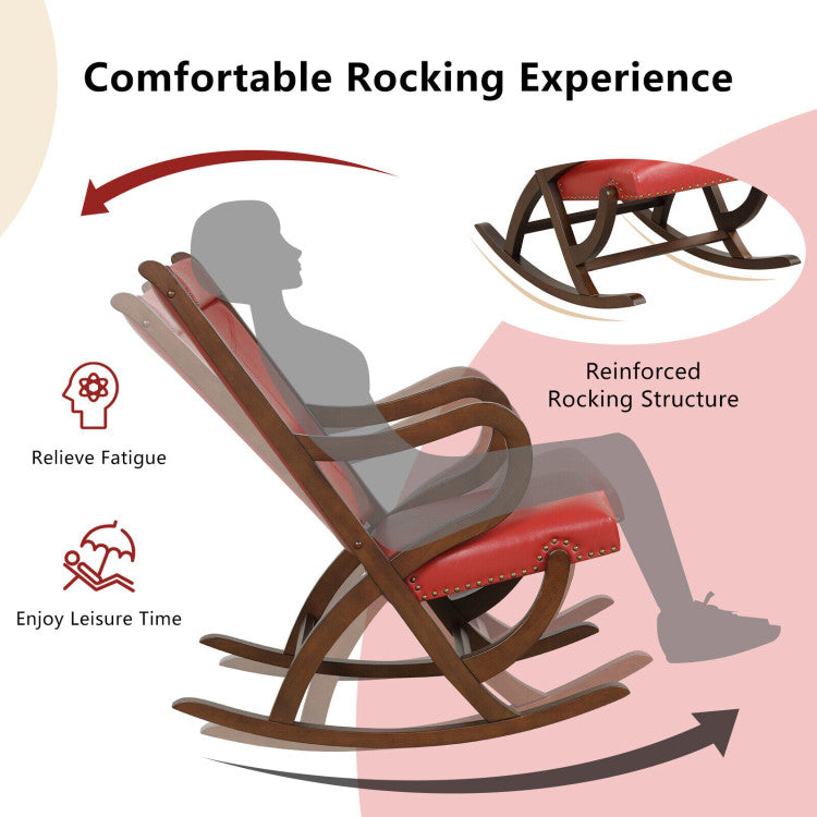 Single Rocking Chair Modern PU Leather Rocker with PU Cushion