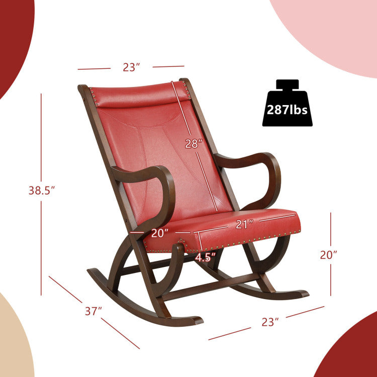 Single Rocking Chair Modern PU Leather Rocker with PU Cushion