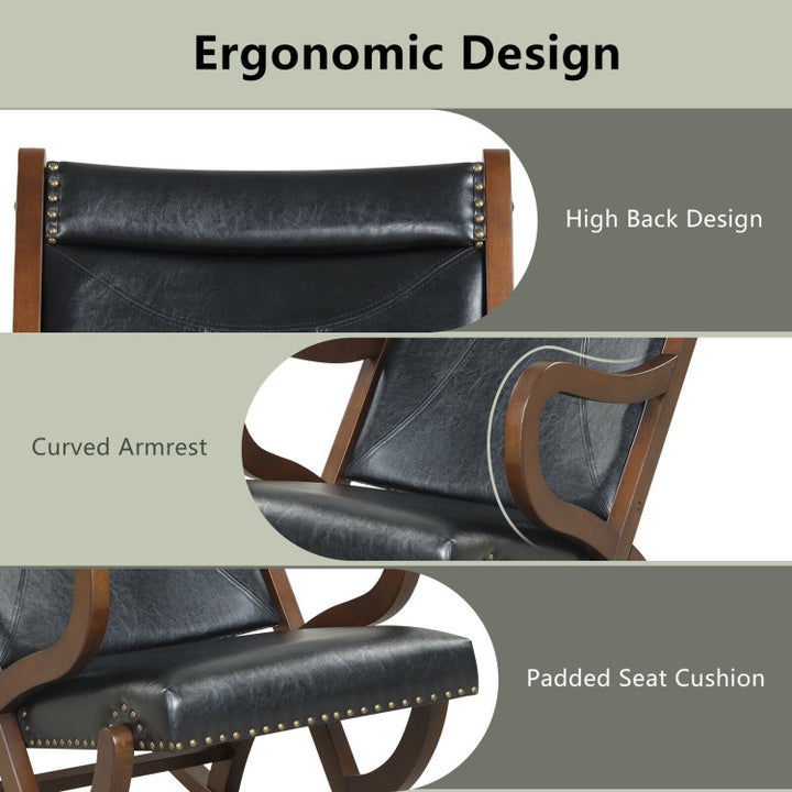 Single Rocking Chair Modern PU Leather Rocker with PU Cushion