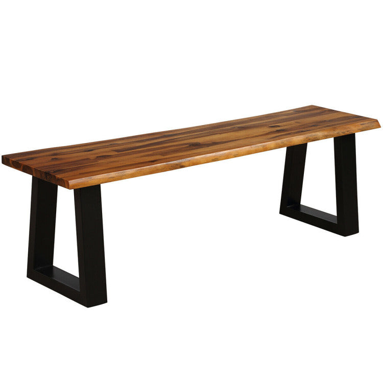 Solid Acacia Wood Dining Bench Patio Rustic Seating Chair