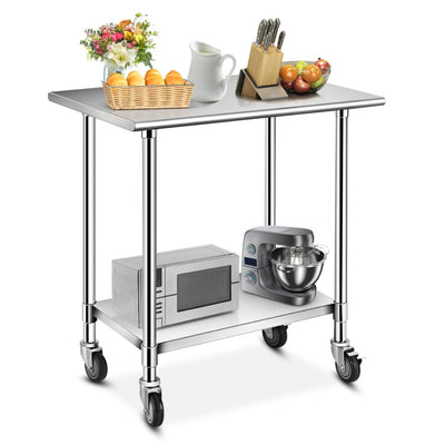 36" x 24" Stainless Steel Heavy Duty Table Commercial Kitchen Prep Work Table with Undershelf Galvanized Legs for Garage Bar
