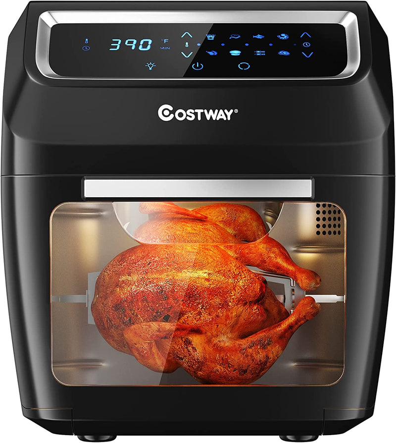 8-In-1 Convection Air Dehydrator Oven 1700W Countertop Air Fryer Toaster Oven Air Broiler with Touch Screen Rotisserie Accessories