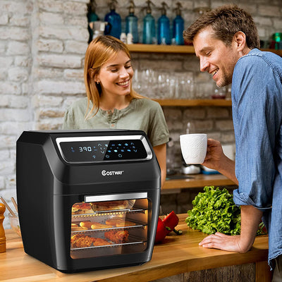 8-In-1 Convection Air Dehydrator Oven 1700W Countertop Air Fryer Toaster Oven Air Broiler with Touch Screen Rotisserie Accessories