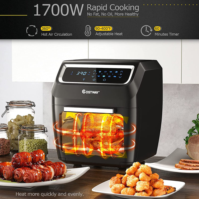 8-In-1 Convection Air Dehydrator Oven 1700W Countertop Air Fryer Toaster Oven Air Broiler with Touch Screen Rotisserie Accessories