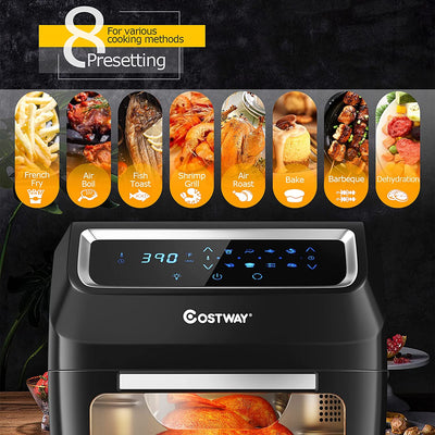 8-In-1 Convection Air Dehydrator Oven 1700W Countertop Air Fryer Toaster Oven Air Broiler with Touch Screen Rotisserie Accessories