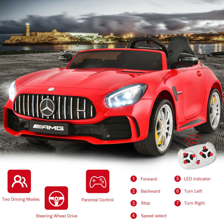 12V Kids Ride On Electric Car Licensed Mercedes Benz AMG GTR Motorized Vehicles with Remote Control